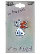 Birthstone Angel Pin: November