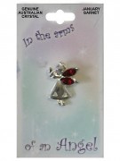 Birthstone Angel Pin: January