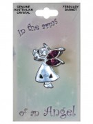 Birthstone Angel Pin: February