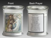Glass Candle Holder LED battery: Holy Family